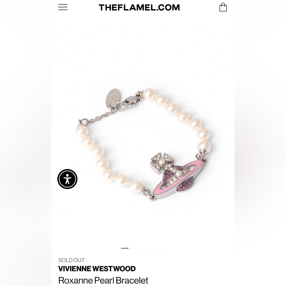 Vivienne Westwood Roxanne pearl bracelet with a pink enamel orb Brand New